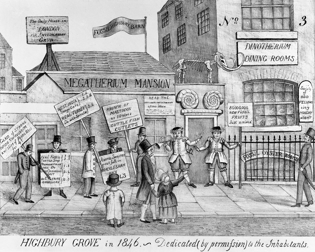 Dinotherium Dining Rooms of Highbury Grove, 1846. av English School