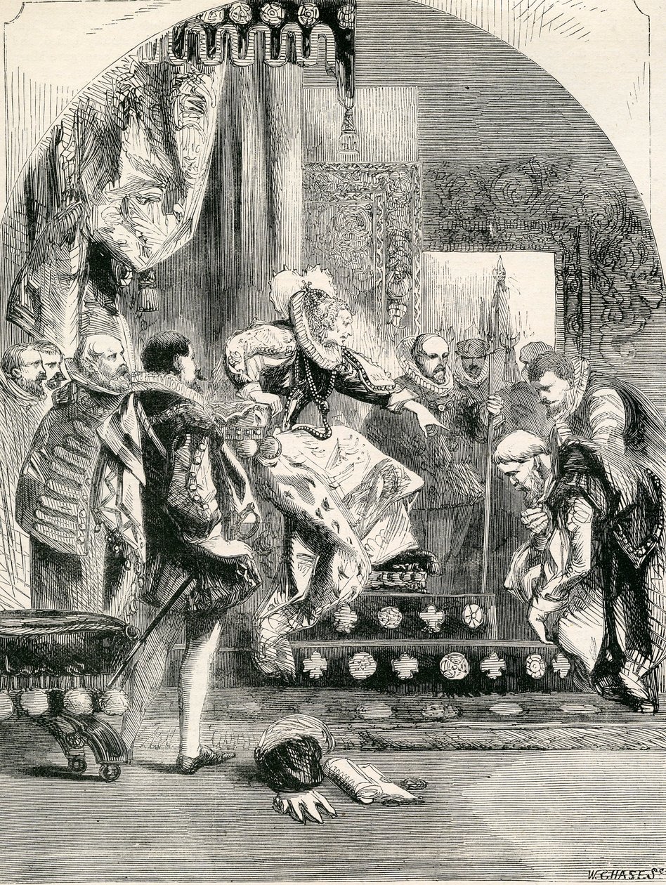 Avskjedigelsen av jarlen av Murray og abbeden av Kilwinning av Elizabeth, 1865 av English School