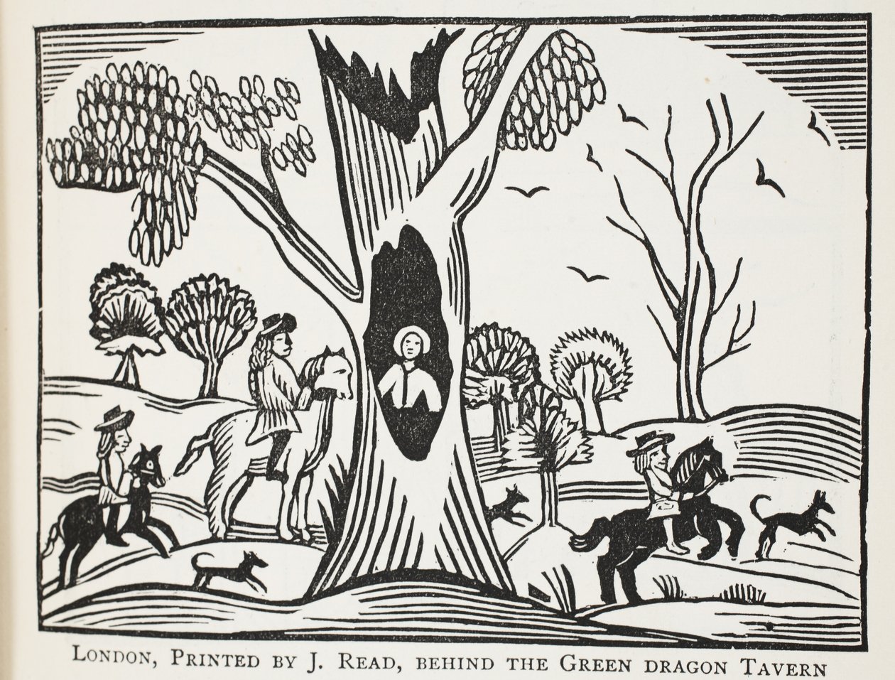 The Distressed Child in the Wood, eller The Cruel Unkle, illustrasjon fra Chap-books of the Eighteenth Century av John Ashton, pub. 1882 av English School