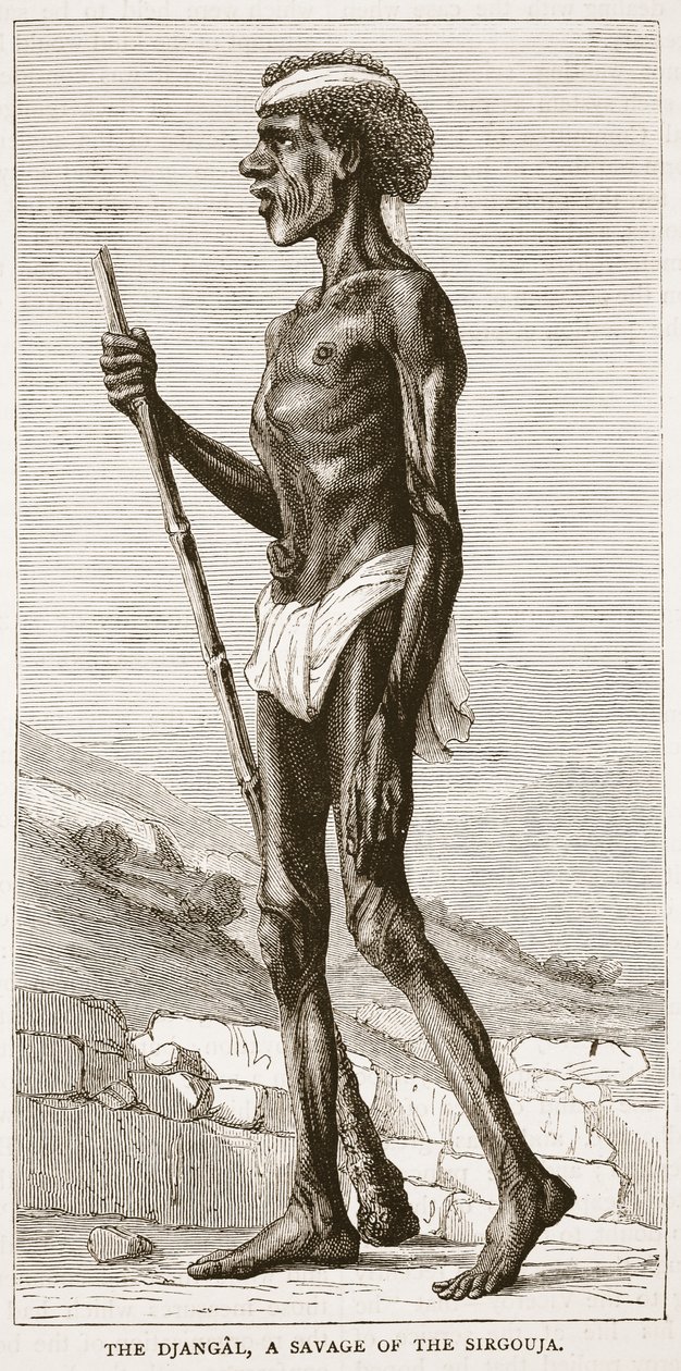 The Djangal, a Savage of the Sirgouja, illustrasjon fra Cassells Illustrated History of England av English School