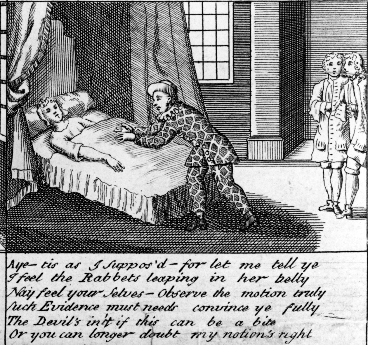 The Doctor in Labour, eller The New Whim Wham fra Guildford, ca. 1726 av English School