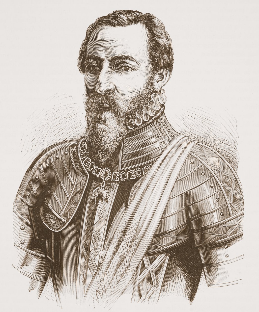 The Duke of Alva (fra portrettet av Titian), illustrasjon fra The History of Protestantism av James Aitken Wylie (1808-1890), pub. 1878 av English School