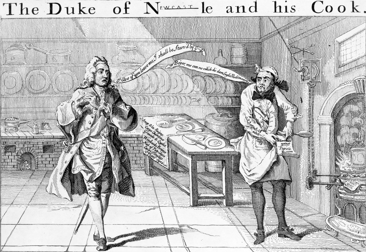 Hertugen av Newcastle og hans kokk, ca. 1745 av English School
