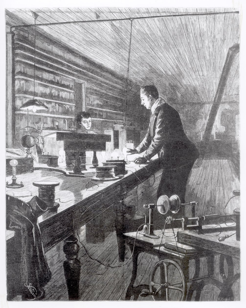 The Electric Light, Mr Edison (1847-1931) i laboratoriet hans av English School