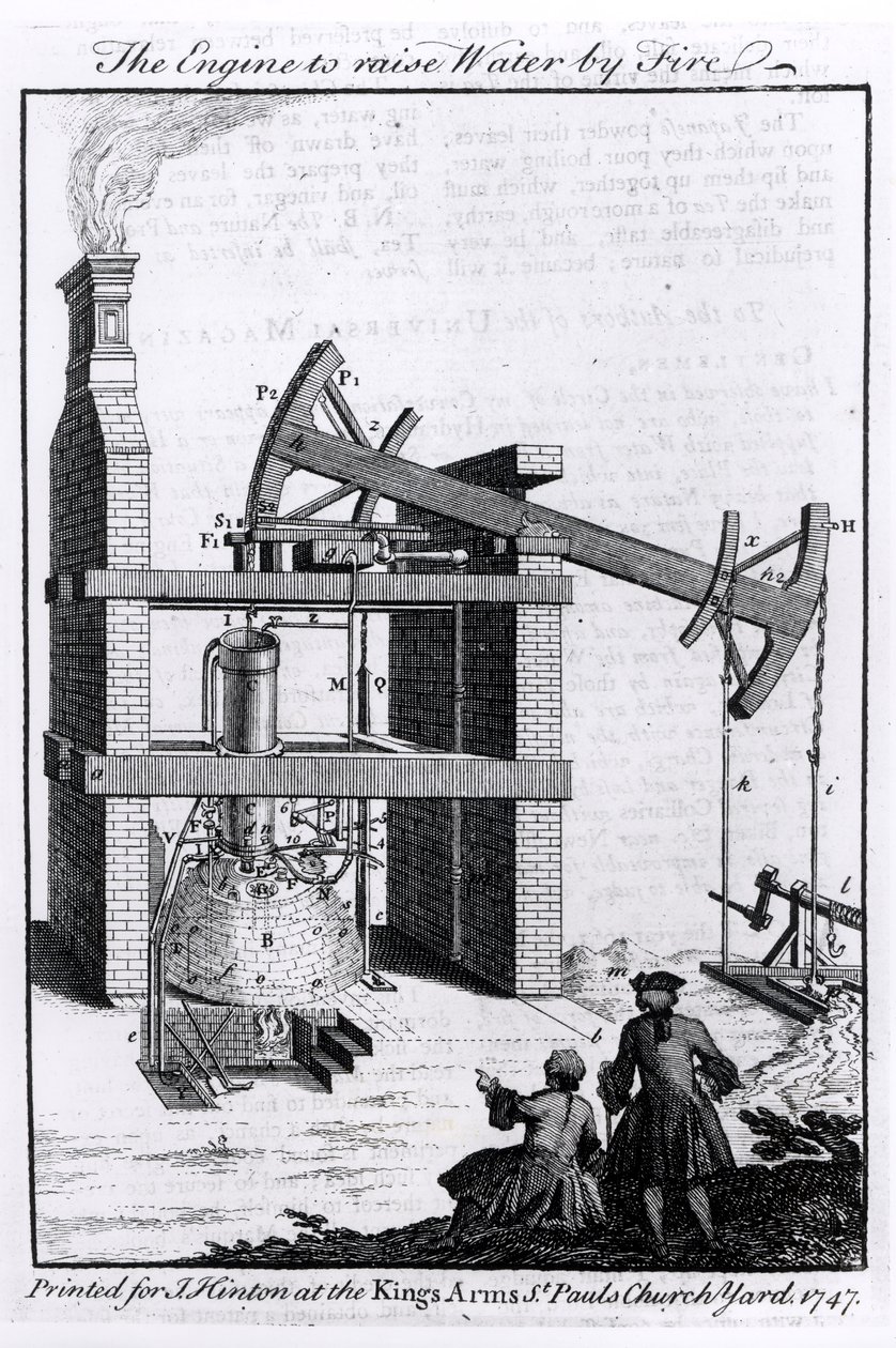 The Engine to Raise Water by Fire, et diagram av Newcomens dampmotor for Universal Magazine, 1747 av English School