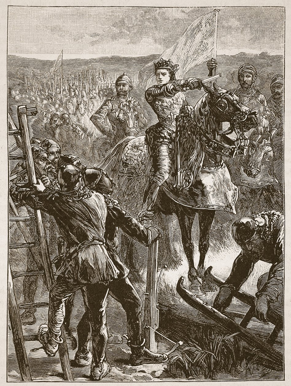 The English before Harfleur, illustrasjon fra Cassells Illustrated History of England (sepia-bilde) av English School