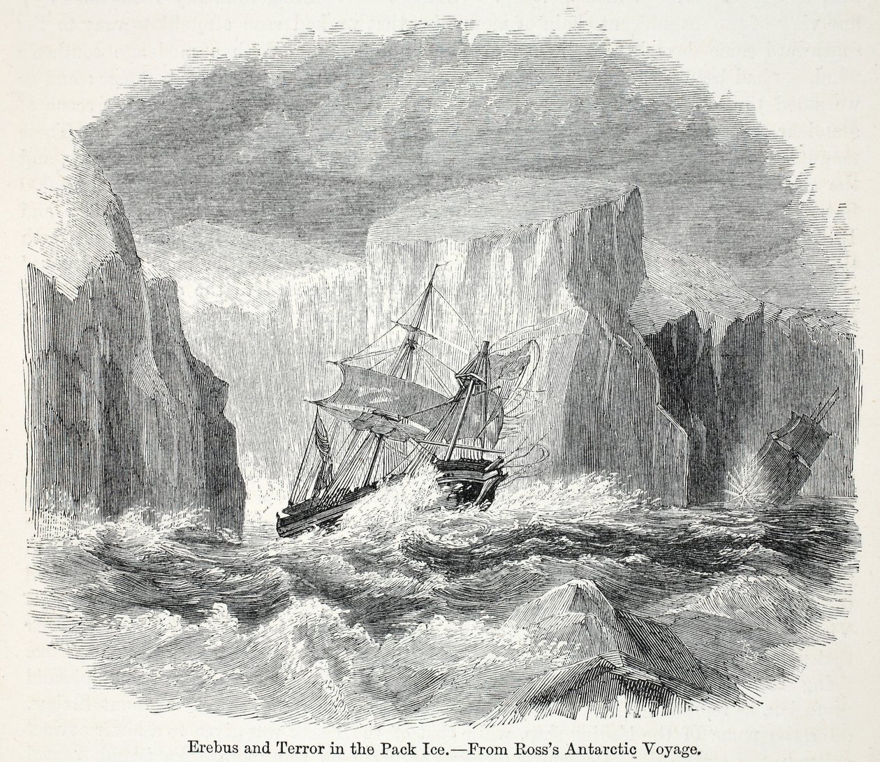 Erebus og terroren blant isfjell av English School