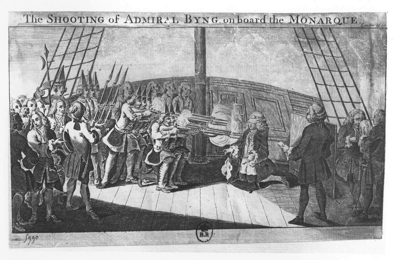 Henrettelsen av John Byng om bord på Monarque av English School