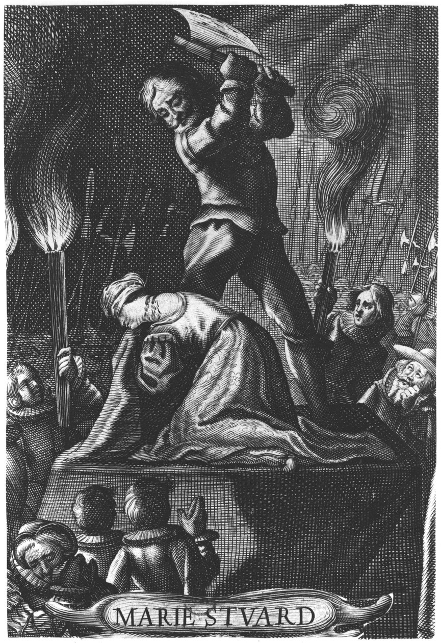 Henrettelsen av Mary Queen of Scots (1542-87) 8. februar 1587 av English School