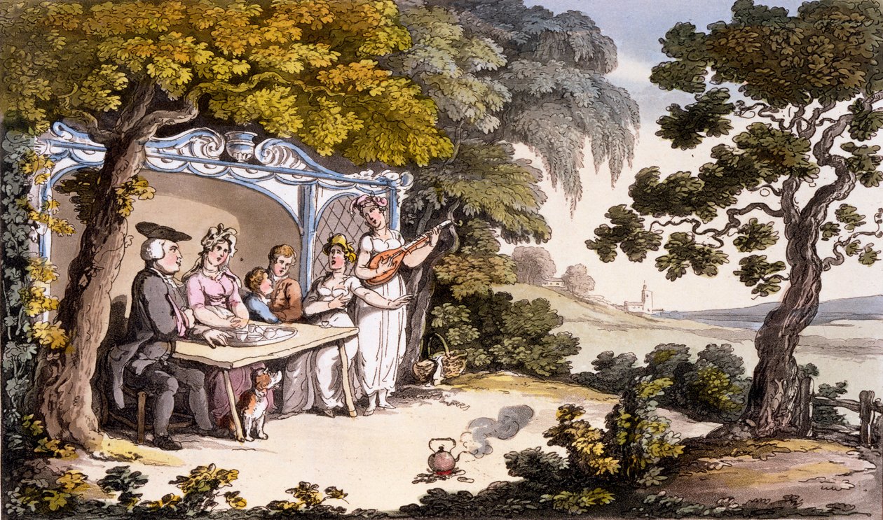 The Fair Penitent, fra Ackermanns Repository of Arts 1817 (håndfarget gravering) av English School