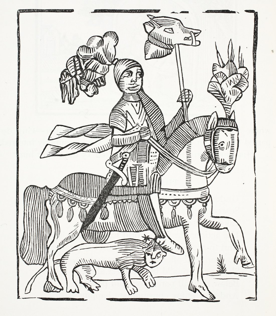 The Famous History of Guy Earl of Warwick, illustrasjon fra Chap-books of the Eighteenth Century av John Ashton, pub. 1882 av English School