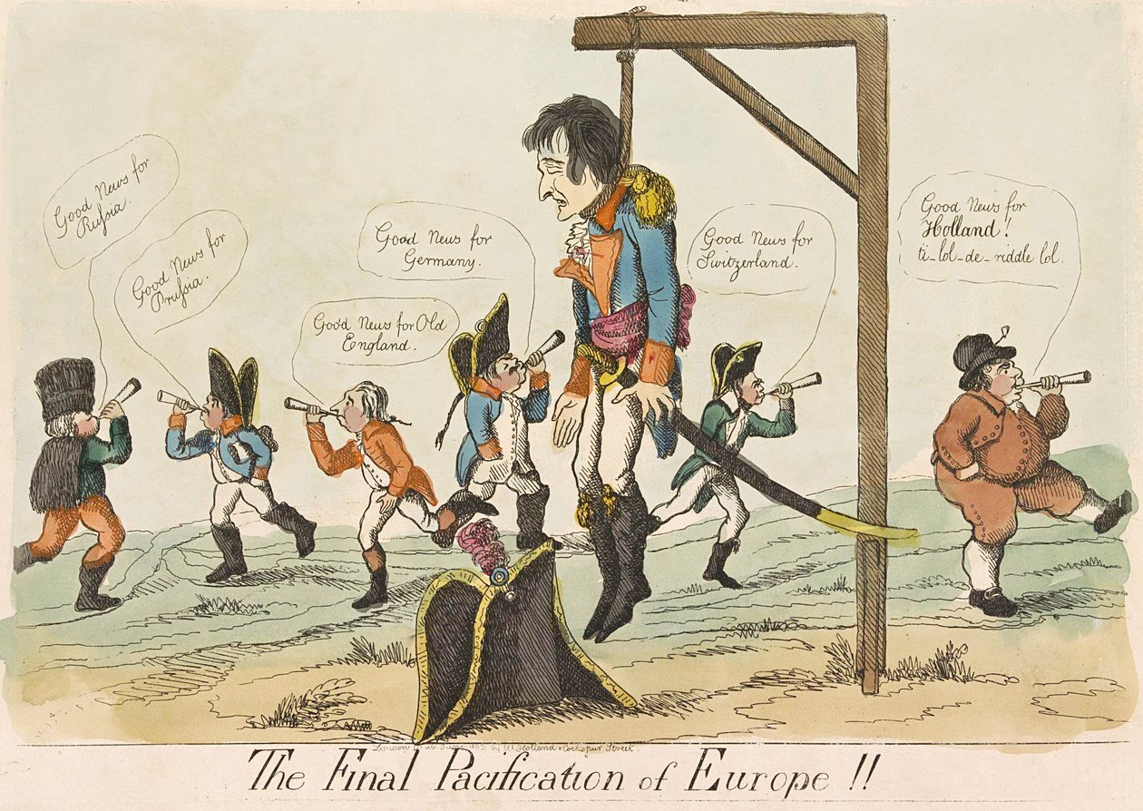 The Final Pacification of Europe!!, pub. 1803 (håndfarget gravering) av English School
