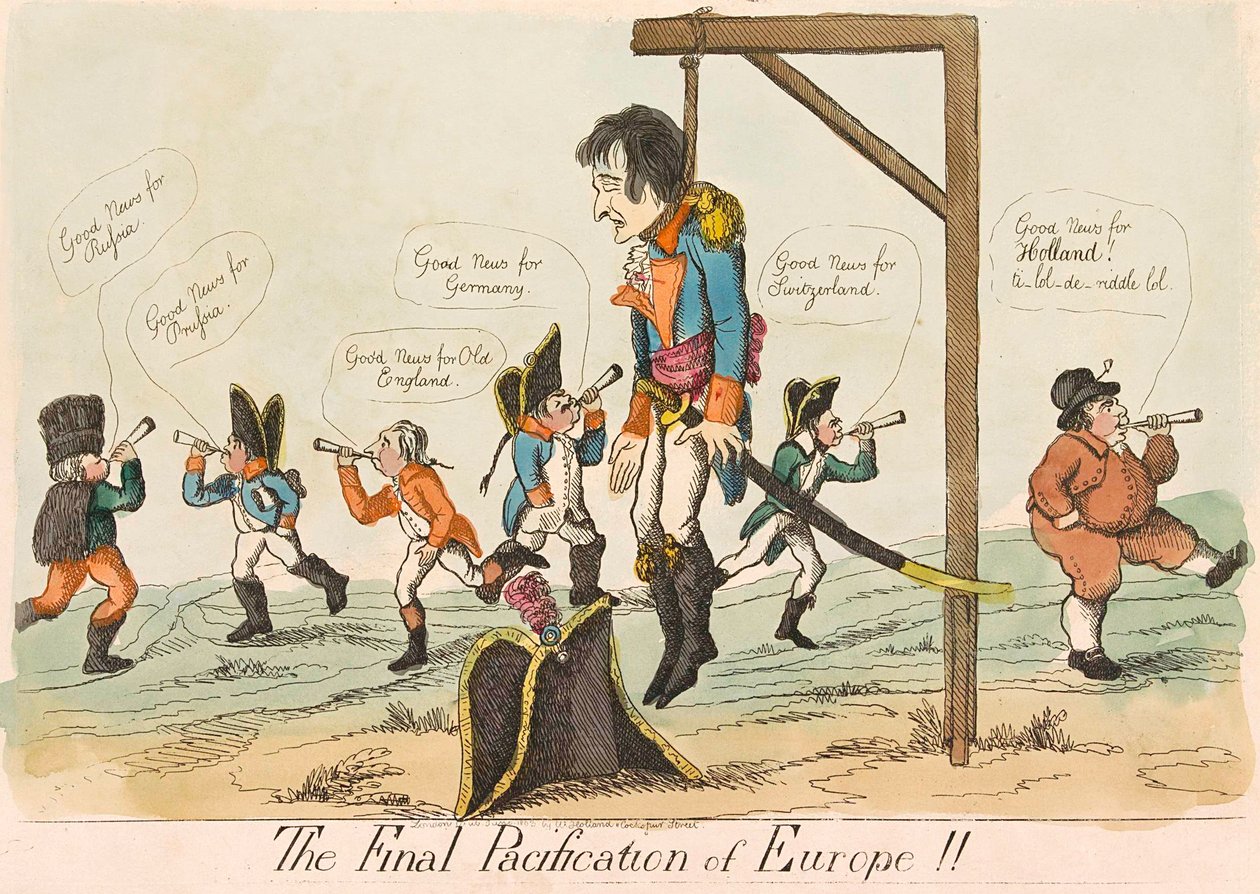 The Final Pacification of Europe!!, pub. 1803 håndfarget gravering. av English School