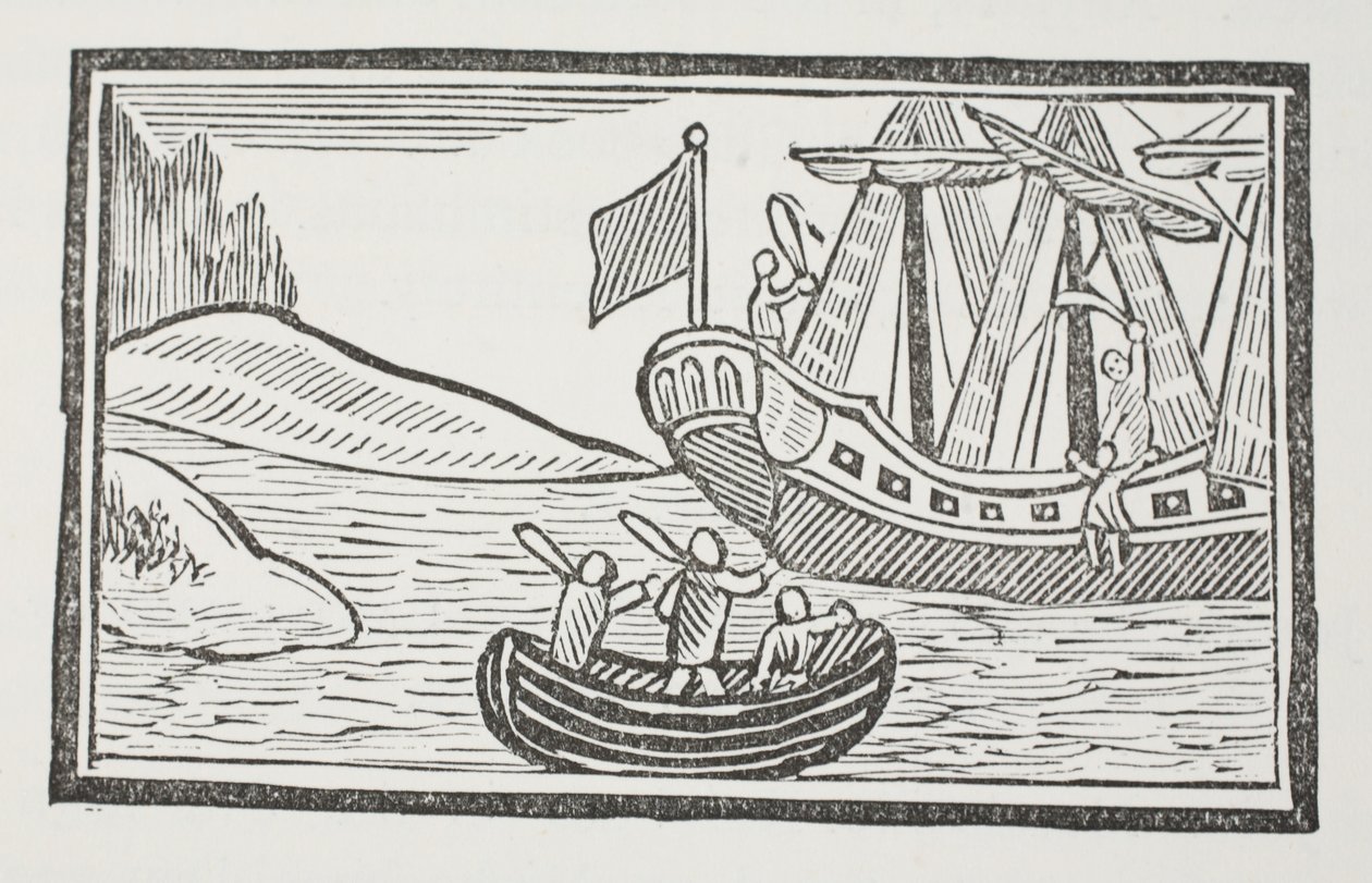 The Foreign Travels of Sir John Mandeville, illustrasjon fra Chap-books of the Eighteenth Century av John Ashton, pub. 1882 av English School