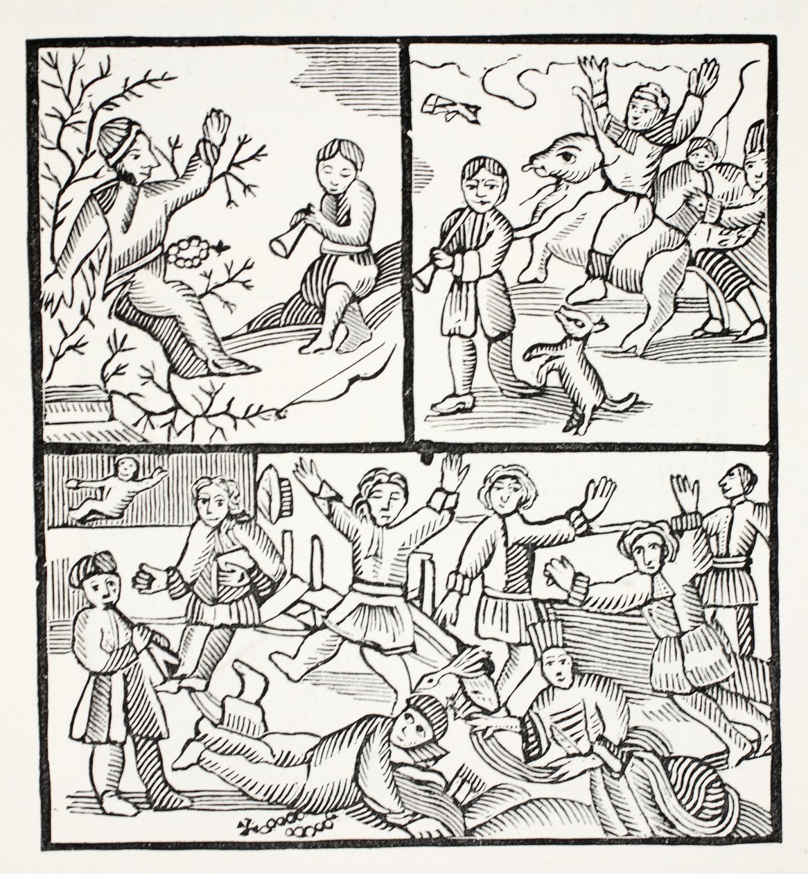 The Fryar and the Boy, illustrasjon fra Chap-books of the Eighteenth Century av John Ashton, pub. 1882 av English School