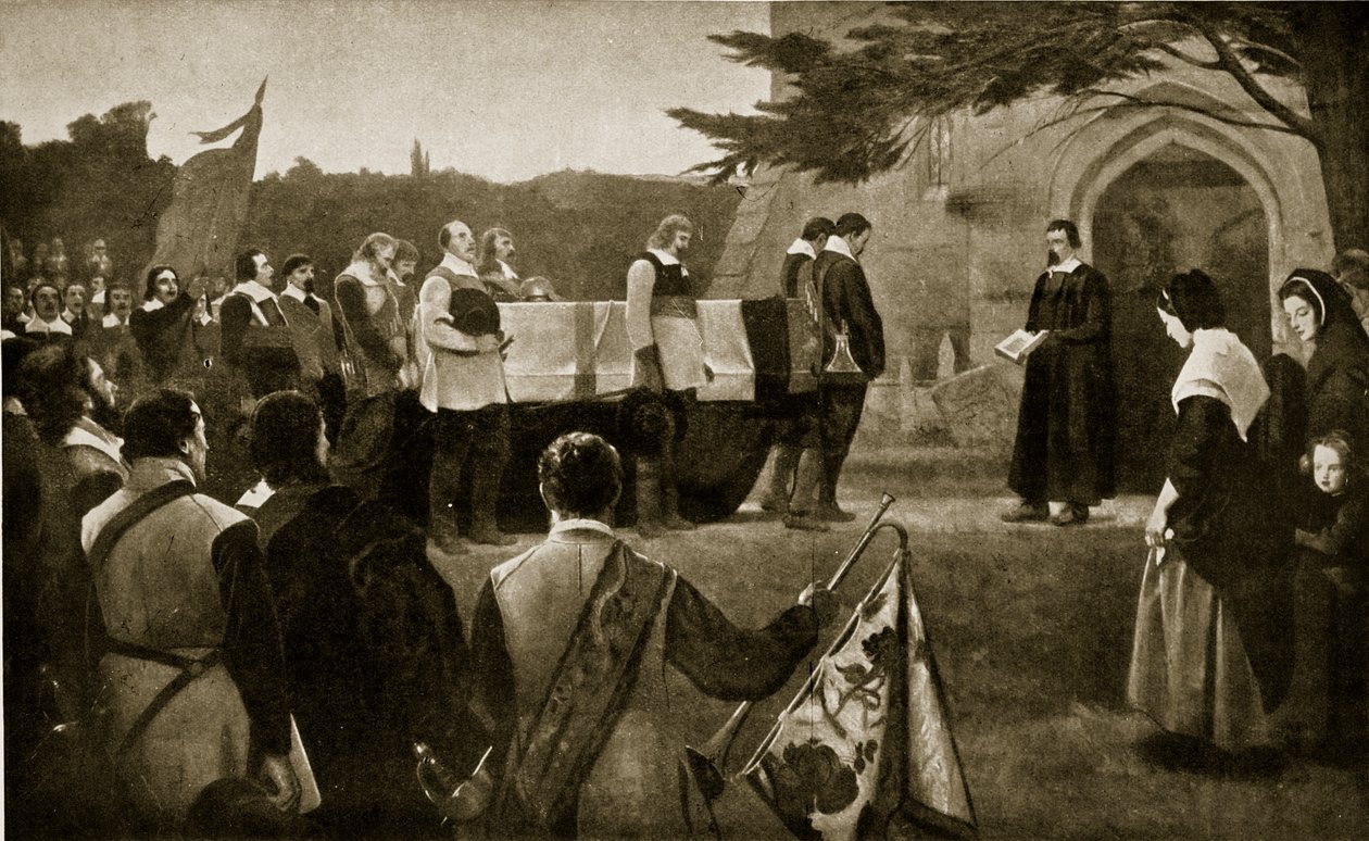 The Funeral of John Hampden, 1643, illustrasjon fra Hutchinsons Story of the British Nation, ca. 1923 av English School