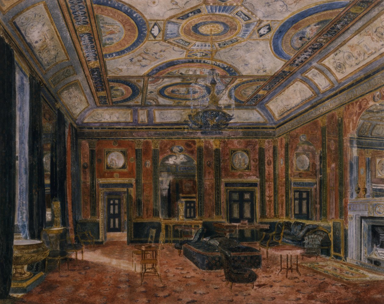 The Glass Drawing Room, Northumberland House, ca. 1870 (akvarell) av English School