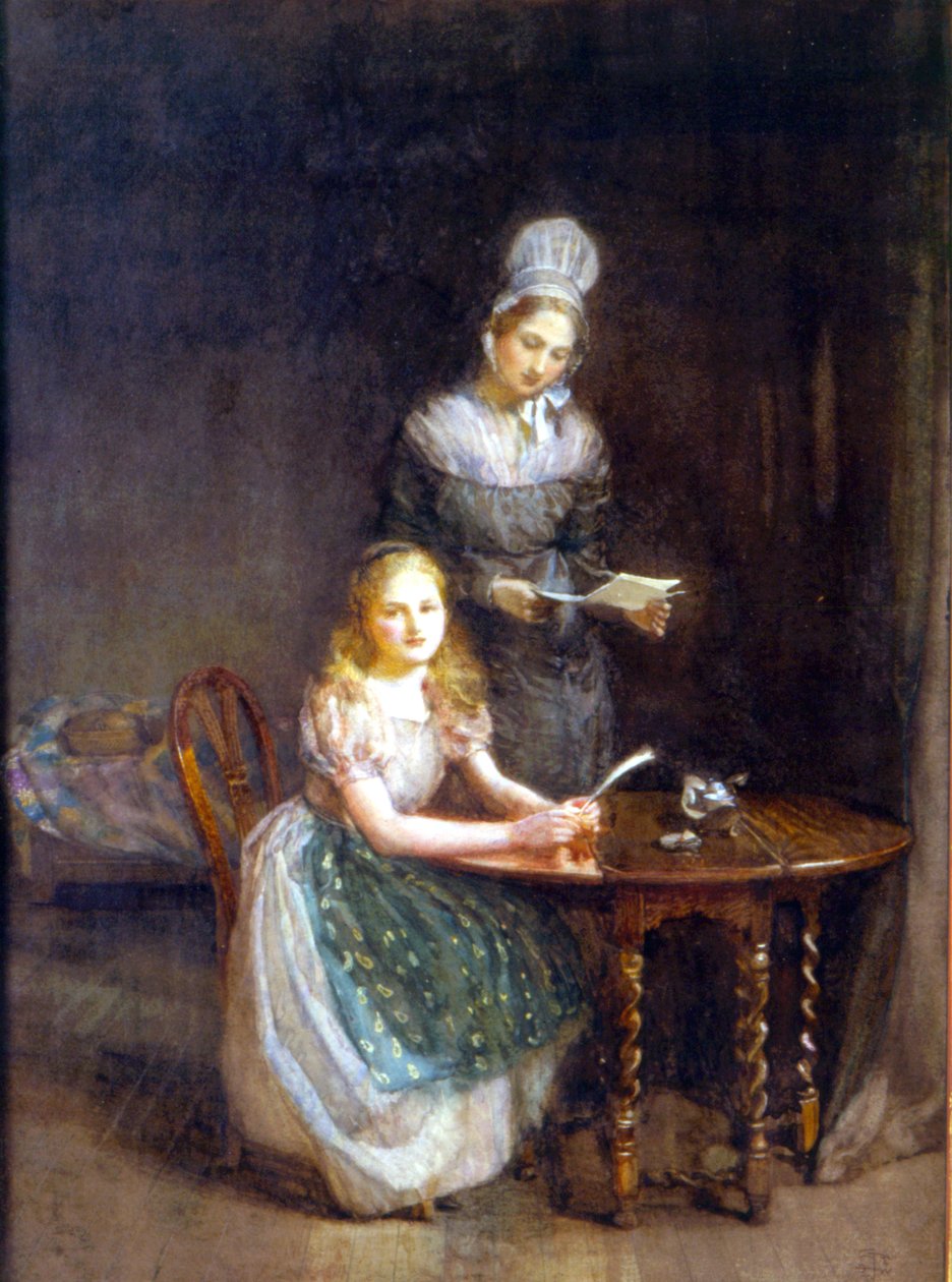 The Governess, ca. 1860 (wc på papir) av English School