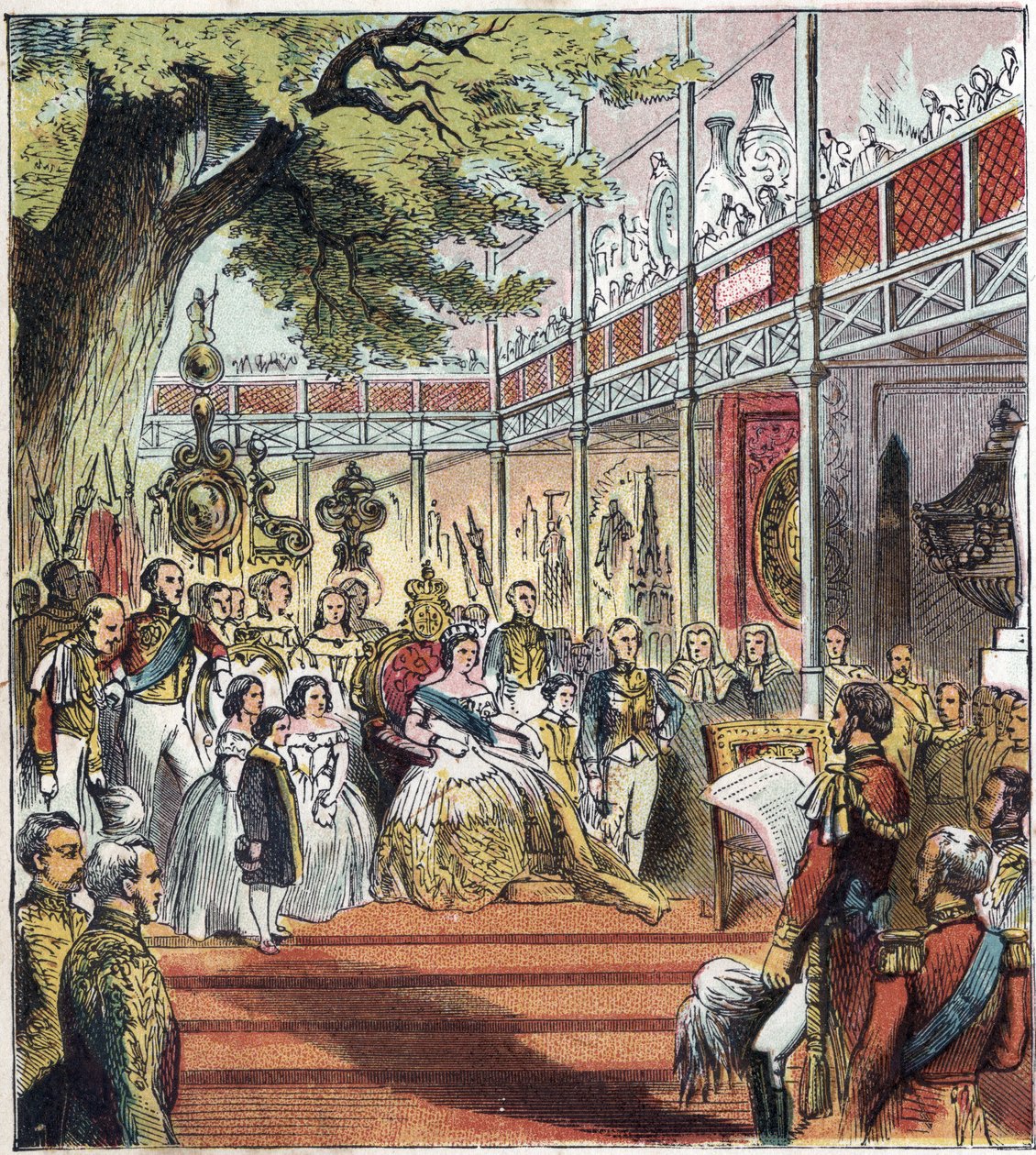 The Great London Expo på Hyde Park i 1851. Flott utstilling fra 1851.» Et glasspalass ble bygget i Hyde Park for å stille ut mange ting fra forskjellige nasjoner over hele verden i 1851 av English School