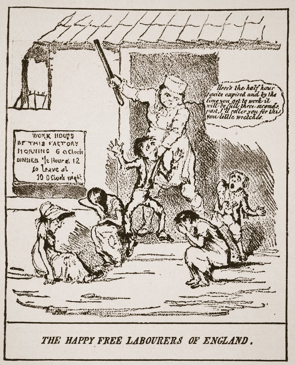 The Happy Free Laborers of England, fra et trykk utgitt i 1833, illustrasjon fra The Church of England: A History for the People av H.D.M. Spence-Jones, pub. ca. 1910 (sepia-bilde) av English School
