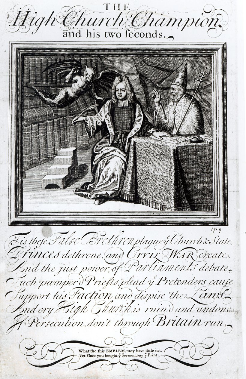 Høykirkemesteren og hans to sekunder, 1709 av English School