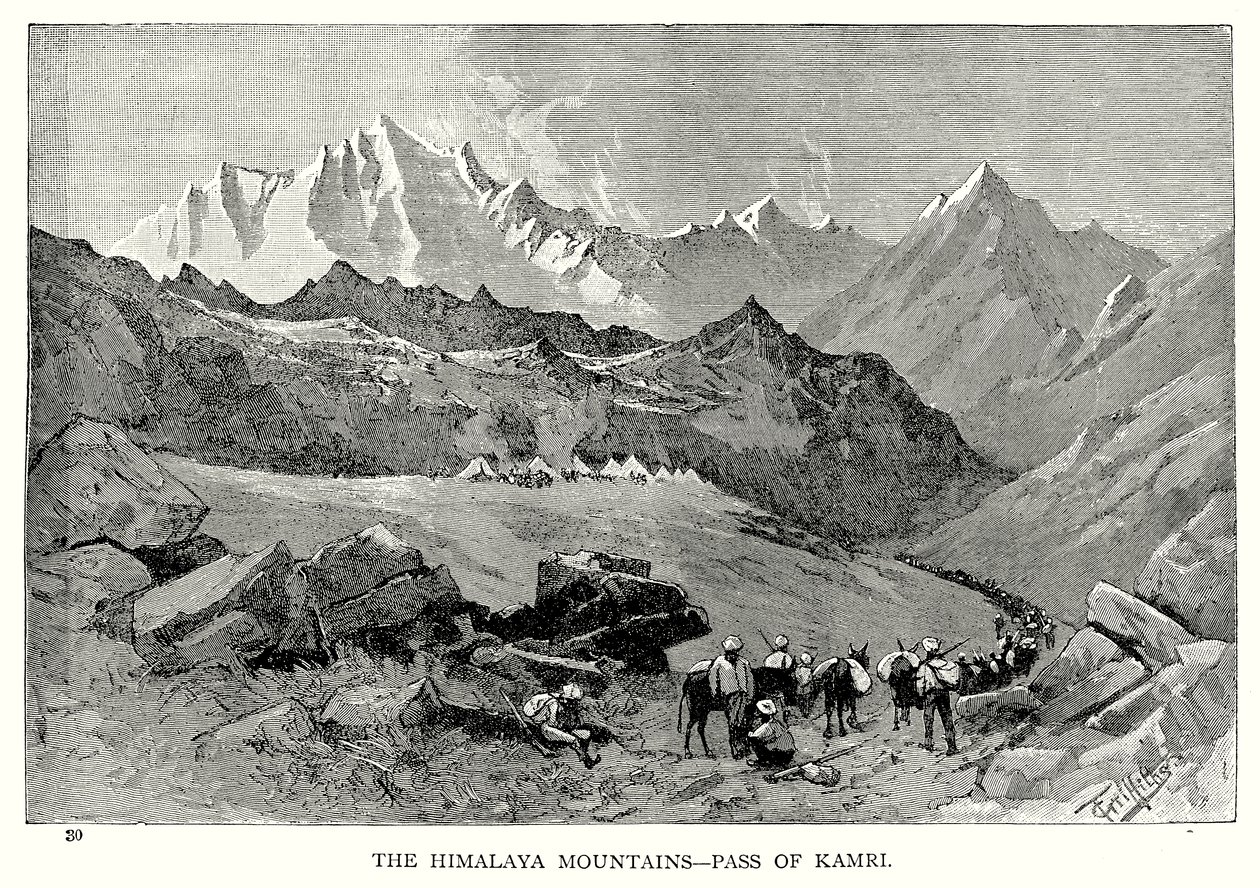 Himalaya-fjellene – Kamri-passet (gravering) av English School