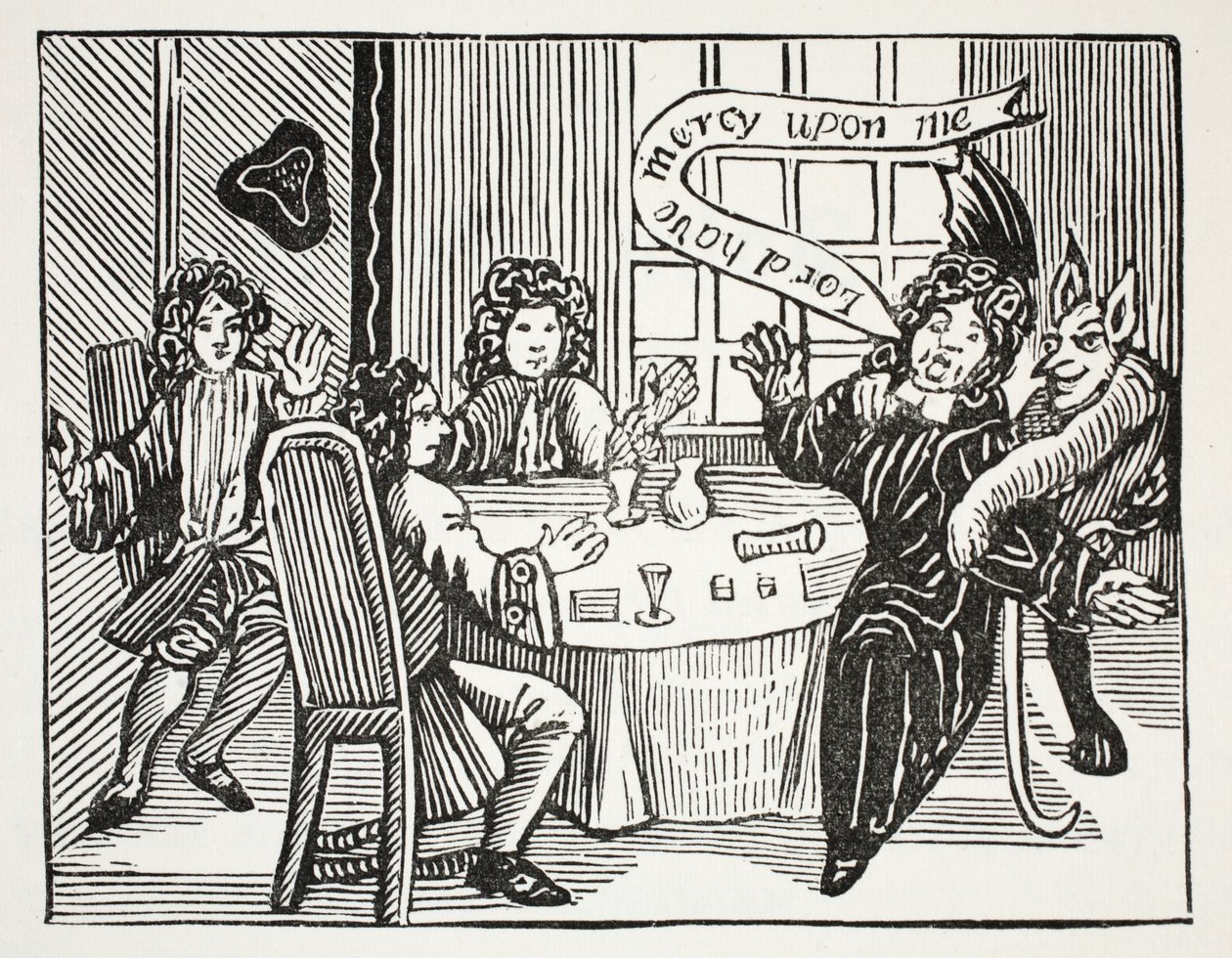 The History of Dr. John Faustus, illustrasjon fra Chapter-books of the Eighteenth Century av John Ashton, pub. 1882 av English School