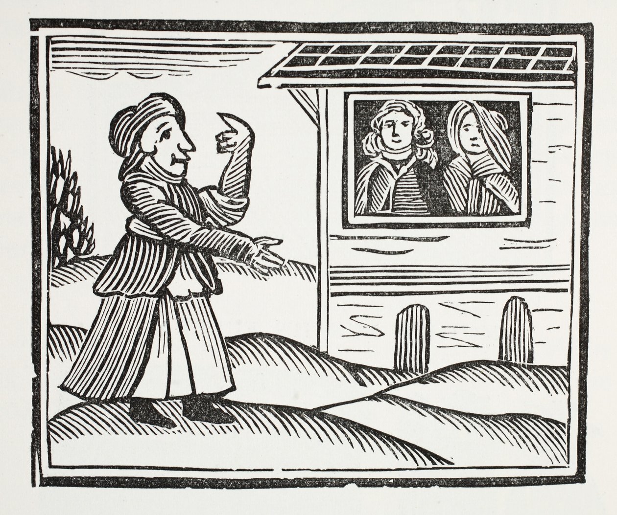 The History of Mother Shipton, illustrasjon fra Chap-books of the Eighteenth Century av John Ashton, pub. 1882 av English School