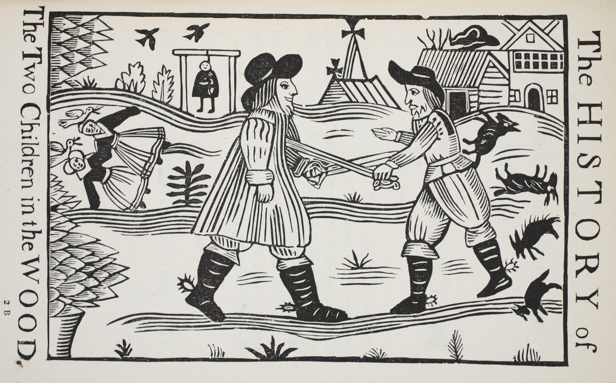 The History of The Two Children in the Wood, illustrasjon fra Chap-books of the Eighteenth Century av John Ashton, pub. 1882 av English School