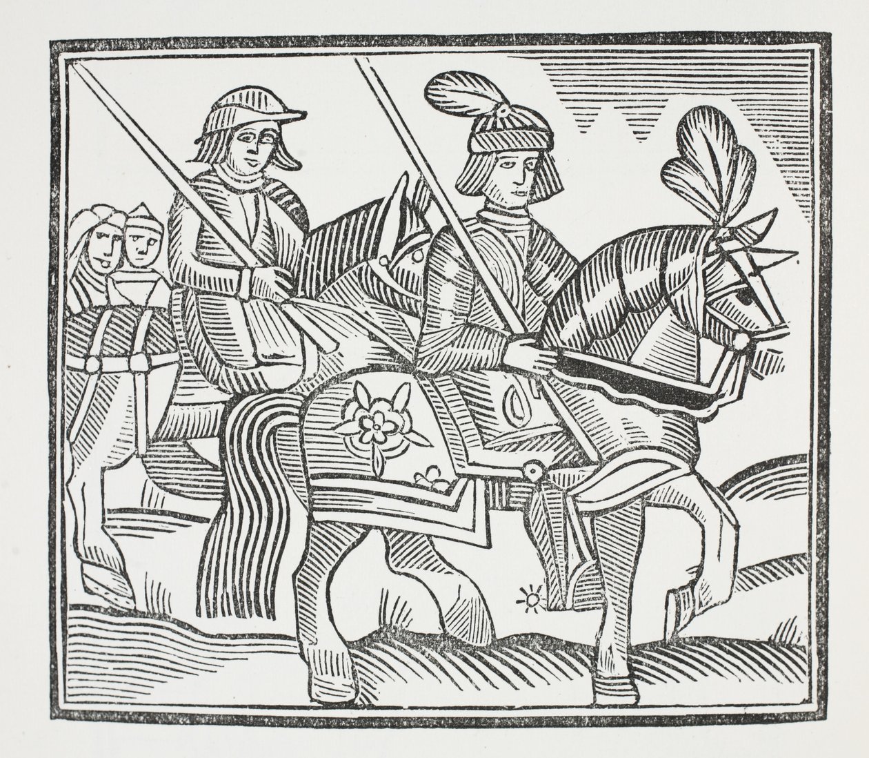 The History of the Life and Death of the Noble Knight Sir Bevis of Southampton, illustrasjon fra Chap-books of the Eighteenth Century av John Ashton, pub. 1882 av English School