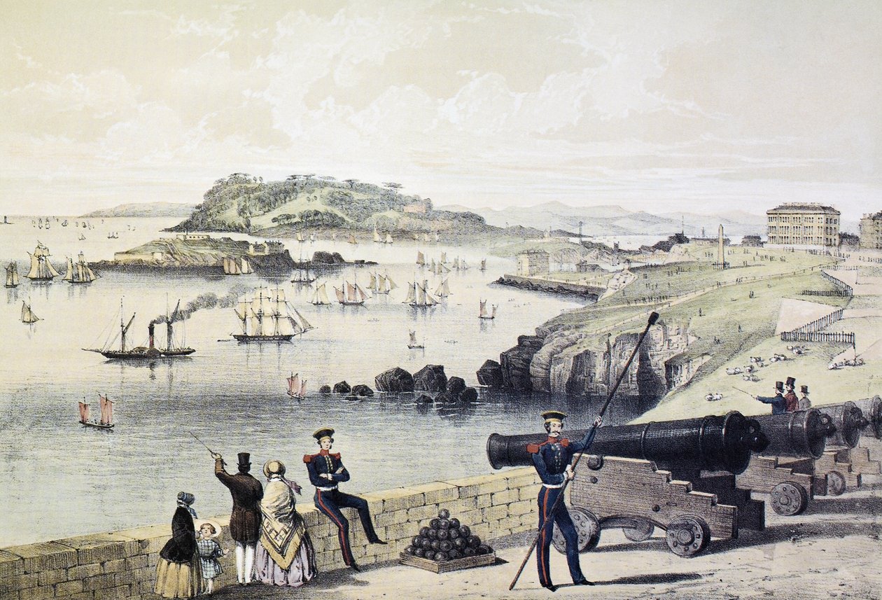 The Hoe, Drakes Island og Mt Edgecumbe from the Citadel, utgitt av Newman und Co av English School