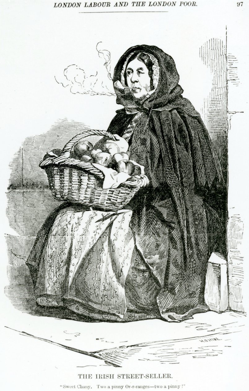 Den irske gateselgeren, ca. 1840 av English School