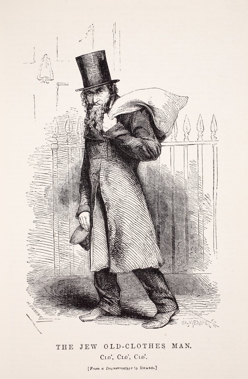 The Jew Old-Clothes Man, etter en daguerreotypi av Richard Beard, illustrasjon fra London Labor og London Poor av Henry Mayhew, pub. 1862 av English School