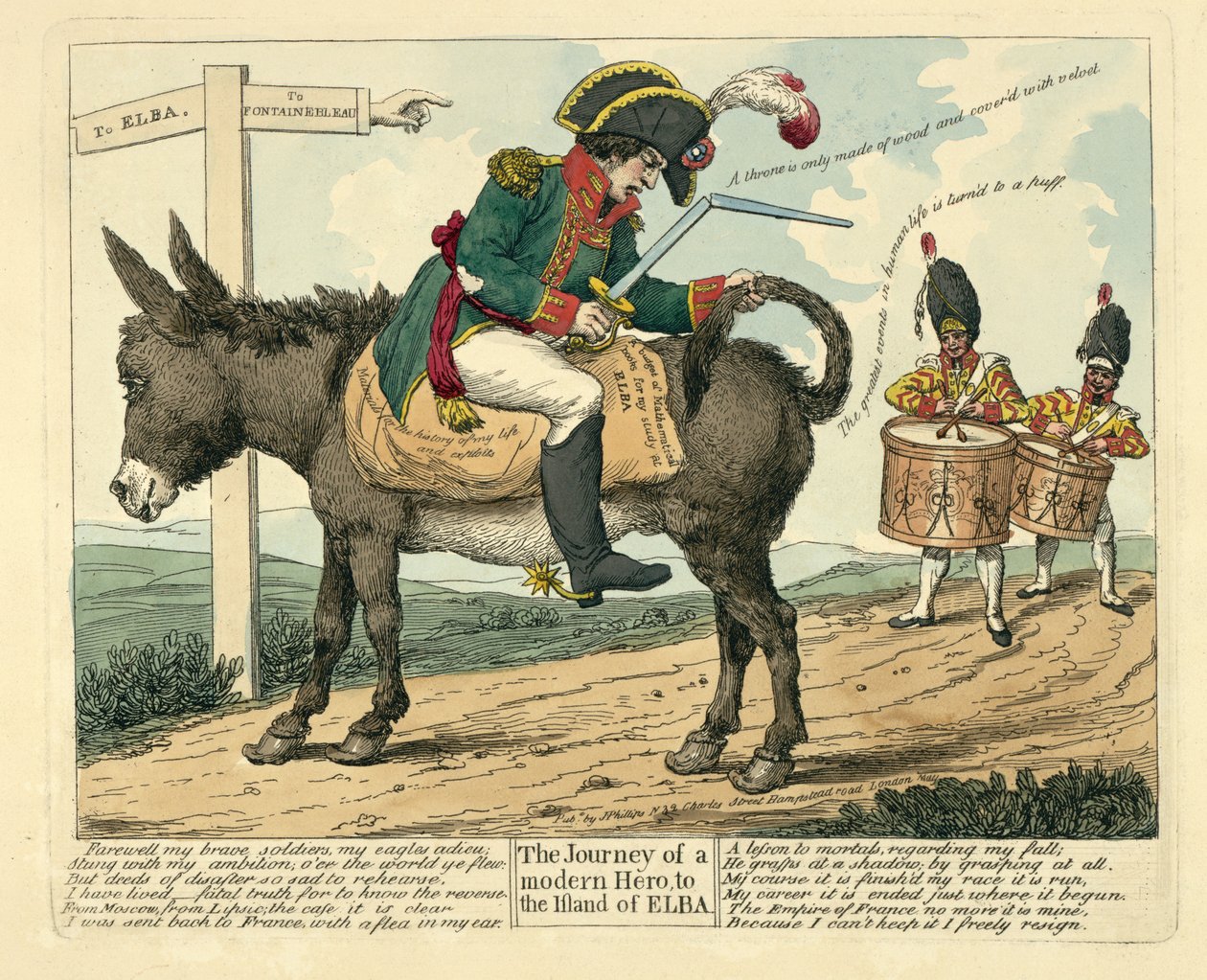 Reisen til en moderne helt til øya Elba, pub. London, 1814 av English School