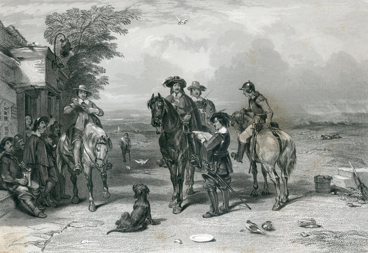 Kongen på sin reise til skottene, gravert av Frederick. T. Heath, 1844 av English School