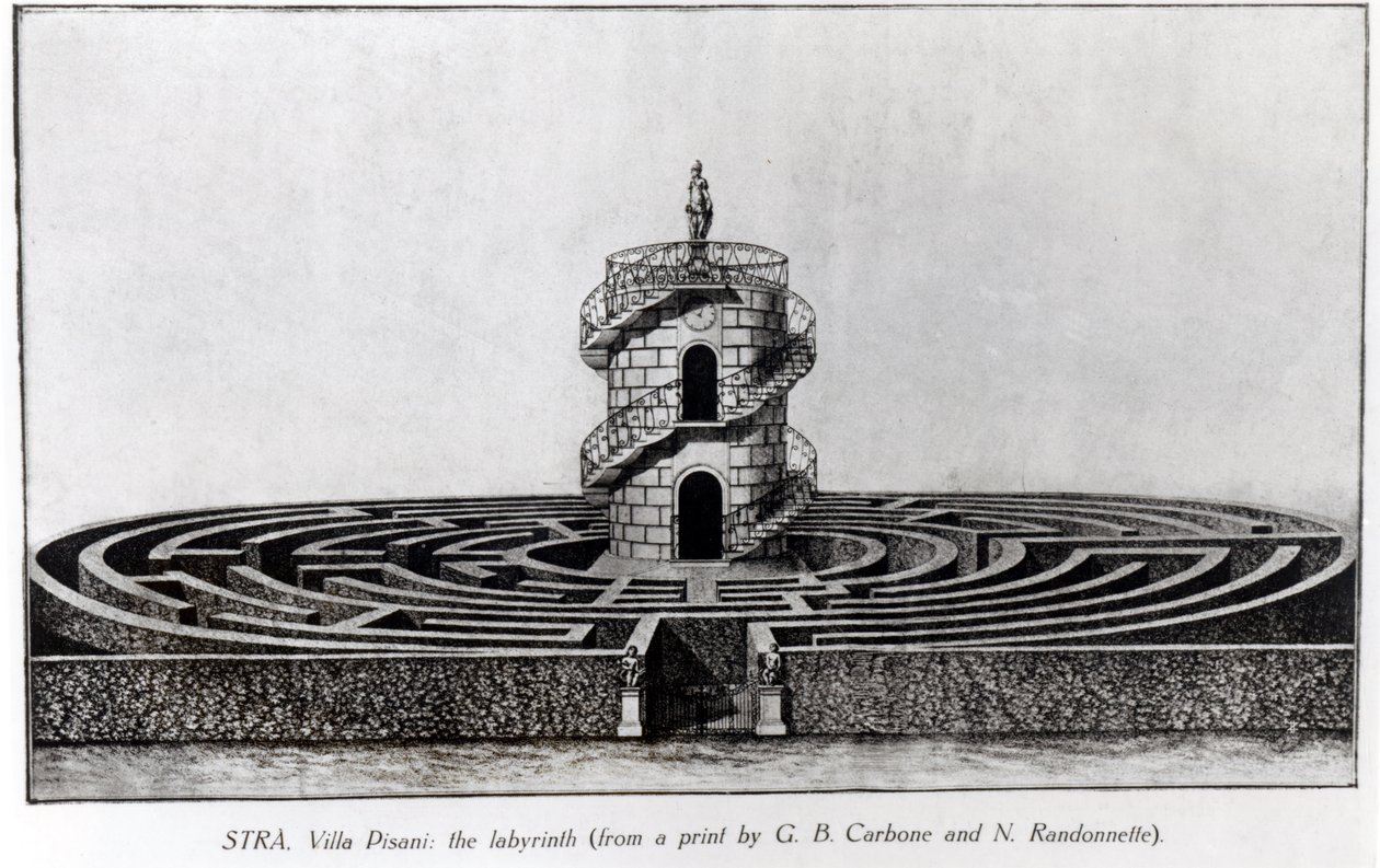 The Labyrinth of the Villa Pisani at Stra, etter et trykk av Giovanni Battista Carboni (1723-83) og N. Randonnette av English School