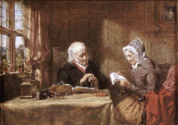 The Letter, or News from Afar, ca. 1860 (olje på lerret) av English School