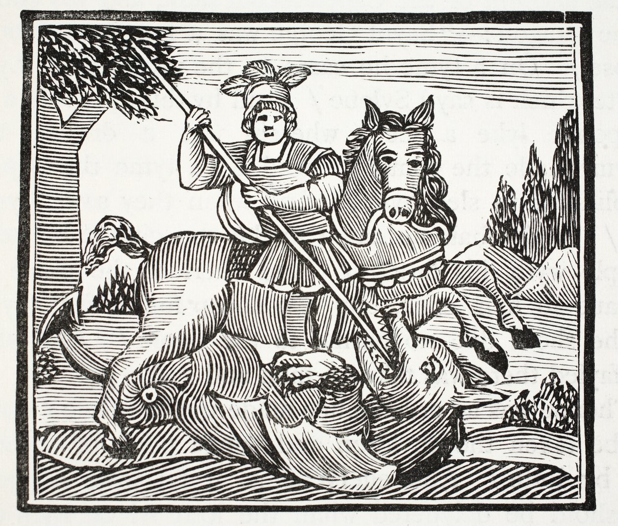 The Life and Death of St George, the Noble Champion of England, illustrasjon fra Chap-books of the Eighteenth Century av John Ashton, pub. 1882 av English School