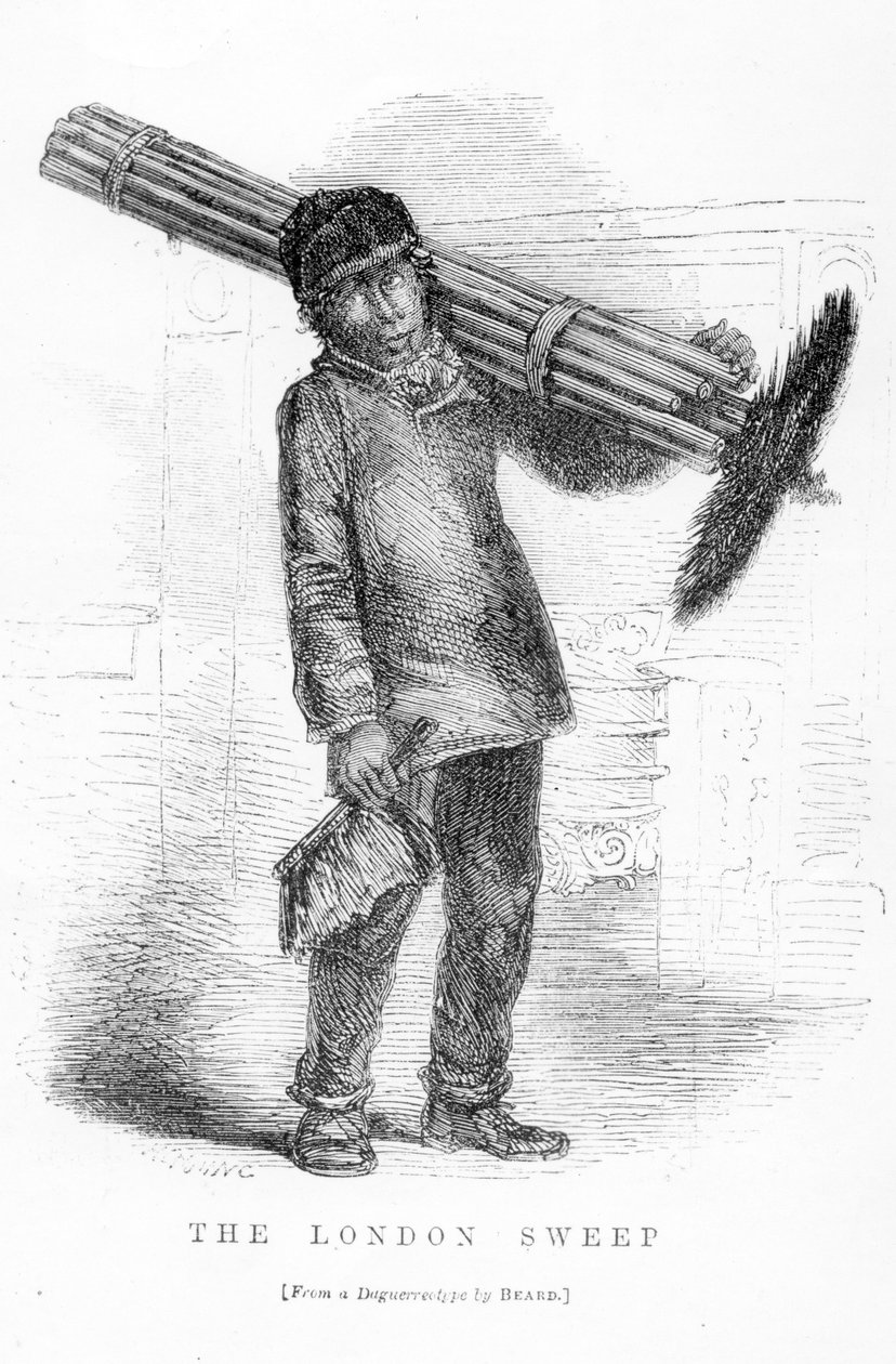The London Sweep, fra daguerreotypien av Richard Beard, illustrasjon fra "London Labor and London Poor" av Henry Mayhew, pub. 1862 (lito) av English School