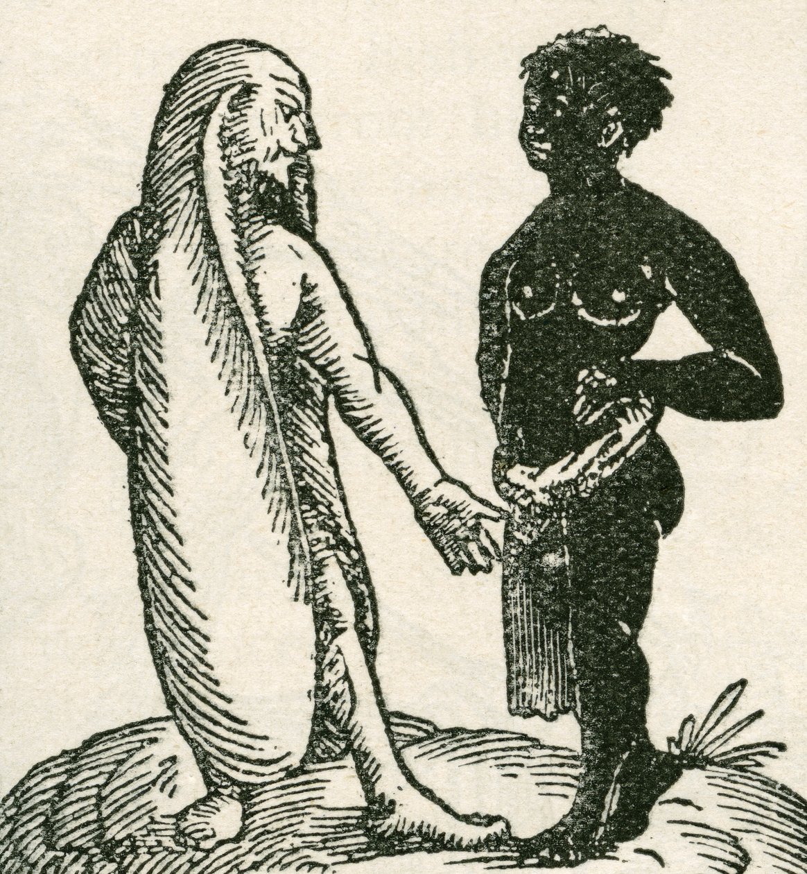 Den langørede mannen skjeller ut tjeneren sin. Long Eared menn ble sagt å bo i Afrika. Det ble sagt at de sov liggende på det ene øret mens det andre dekket dem som et teppe. Fra The Strand Magazine utgitt 1897. av English School