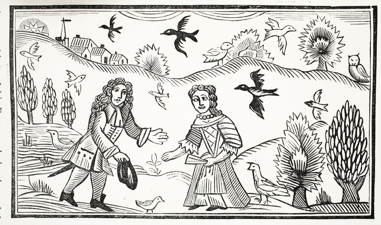 The Lovers Quarrel, illustrasjon fra Chap-books of the Eighteenth Century av John Ashton, pub. 1882 av English School