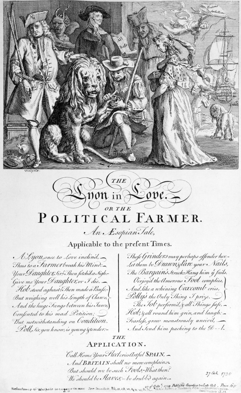 The Lyon in Love or A Political Farmer, 1738 av English School
