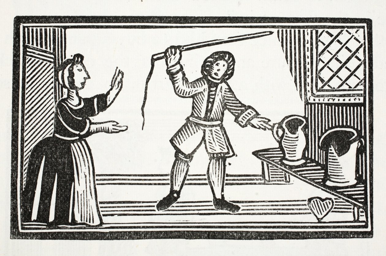 The Mad Pranks of Tom Tram, illustrasjon fra Chap-books of the Eighteenth Century av John Ashton, pub. 1882 av English School