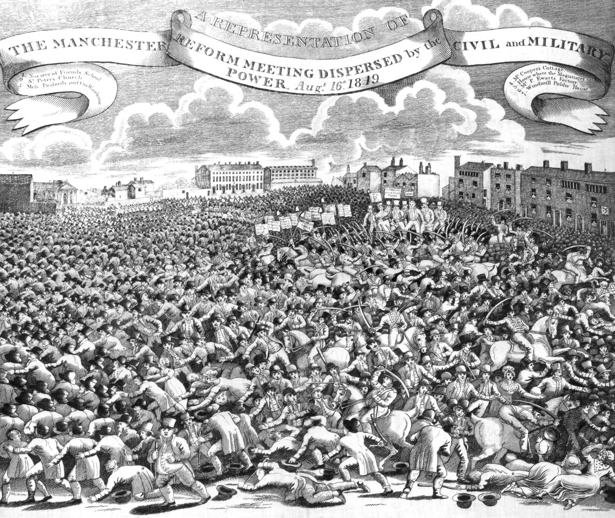 Manchester Reform Meeting spredt av sivil og militær makt, 16. august 1819 av English School