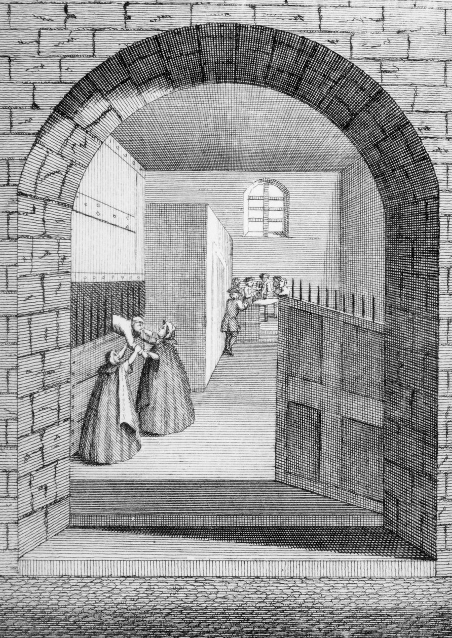 Måten på John Shepherds flukt ut av det fordømte hullet i Newgate, 1724 av English School