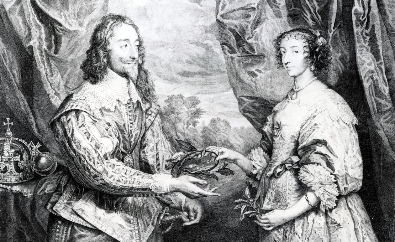 The Marriage of Henrietta and Charles, gravert av G. Vertue etter Van Dyck, 1742 av English School