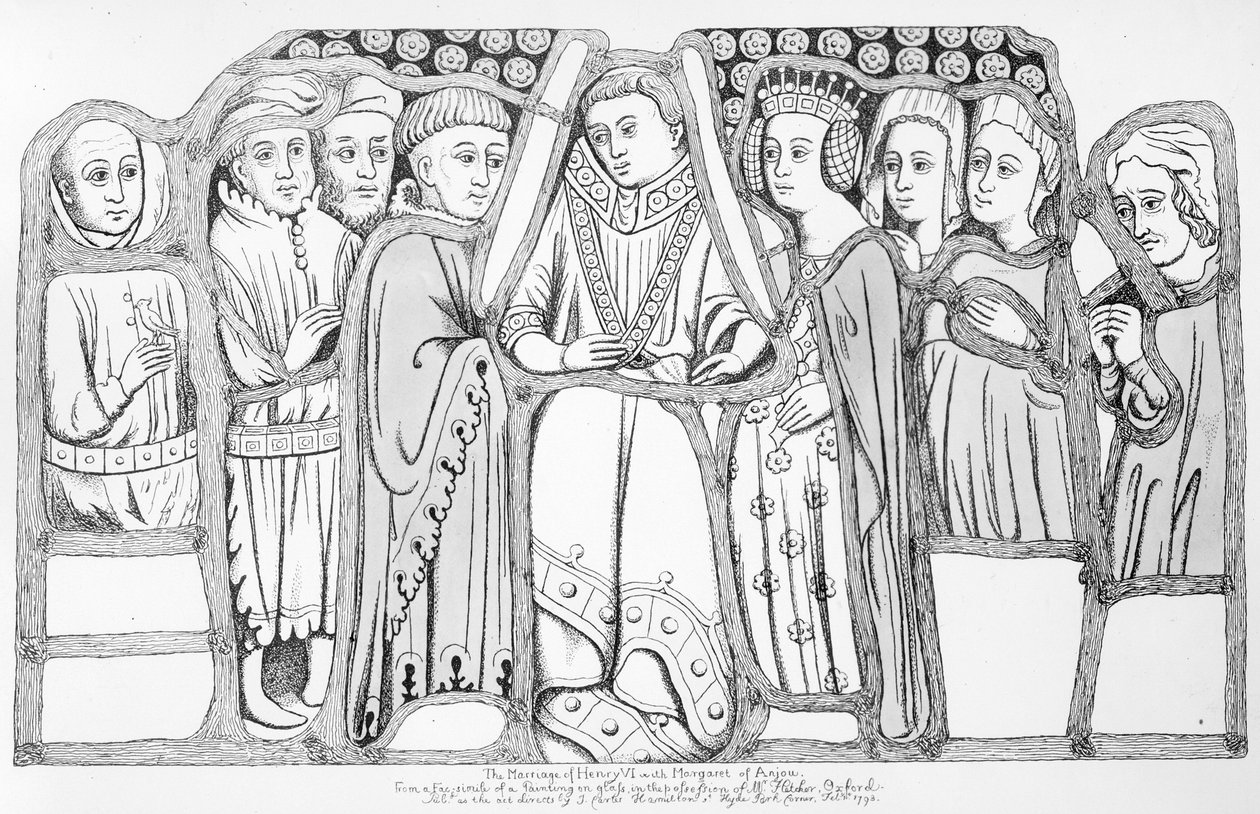 Ekteskapet til Henry VI og Margaret av Anjou, pub. av J. Carter Hamilton, 1793 av English School