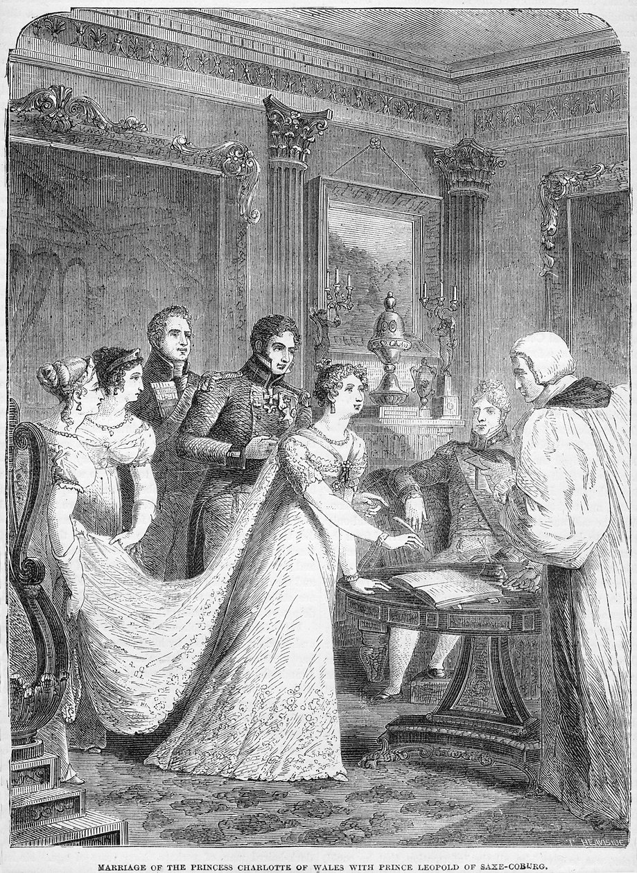 Ekteskapet til prinsesse Charlotte av Wales med prins Leopold av Saxe-Coburg, 2. mai 1816 av English School