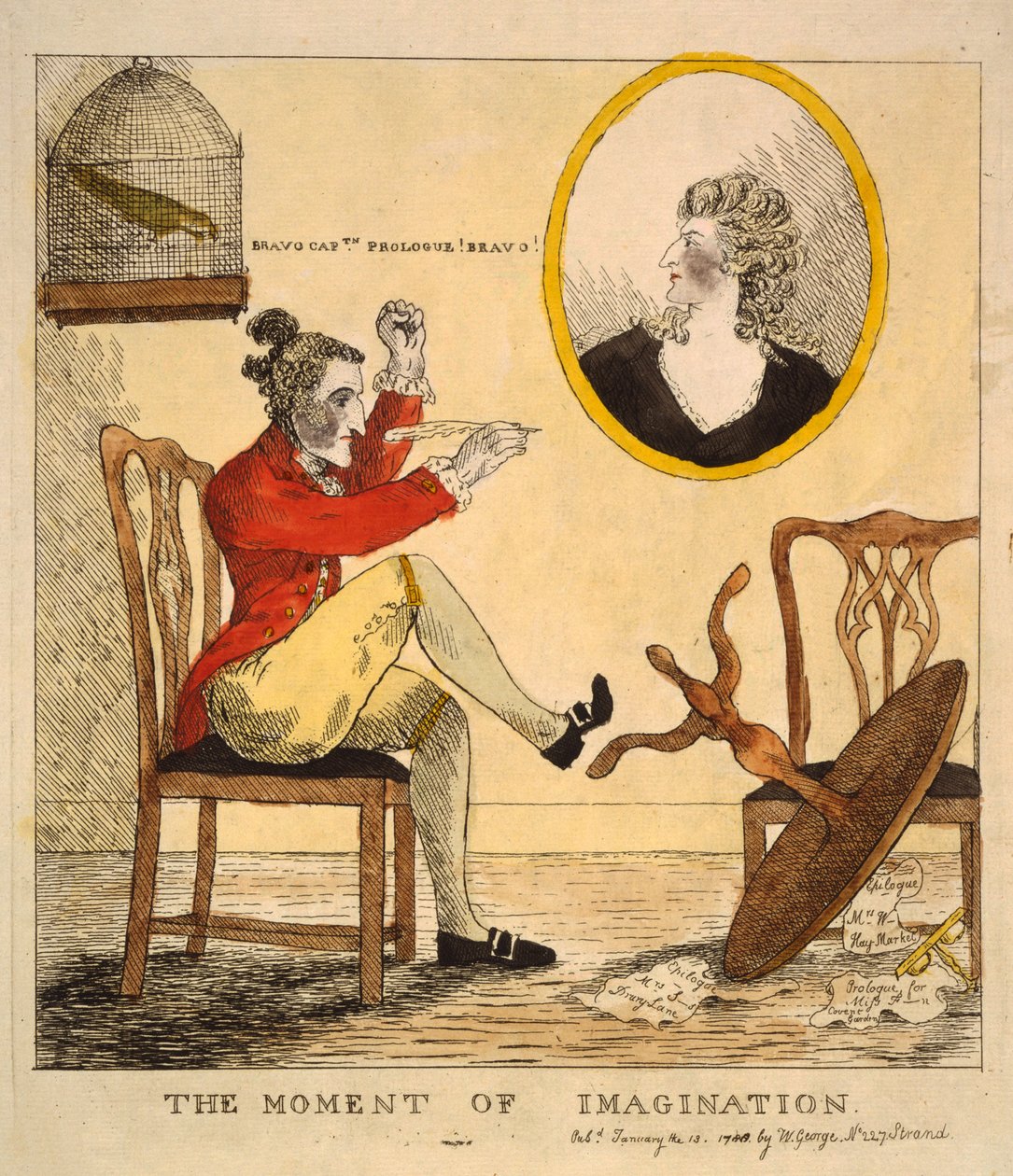 The Moment of Imagination, pub. 1785 (håndfarget gravering) av English School