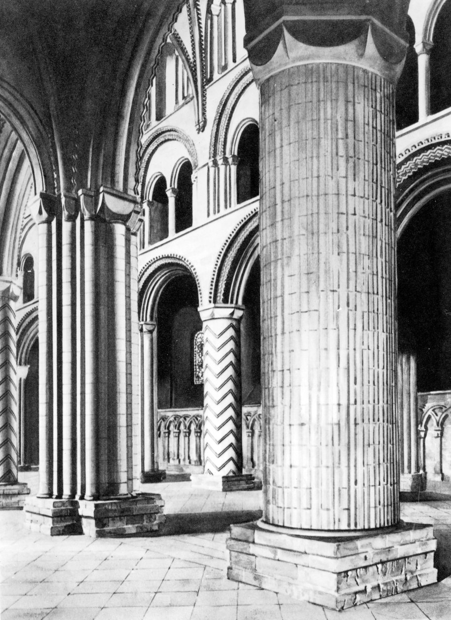 The Nave of Durham Cathedral, 1800-tallet av English School